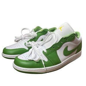 Men’s Nike Air Jordan 1 Low SE Sneakers. 
White/Lightning/Chlorophyll. Size 12M.